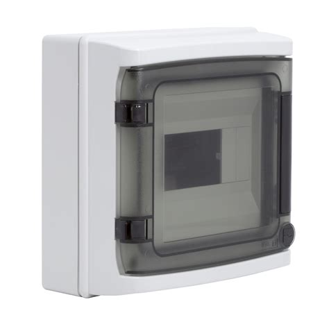 Щиток настенный с дверцей 8 мод.,IP65, серый, с клеммным блоком 63А ДКС ...