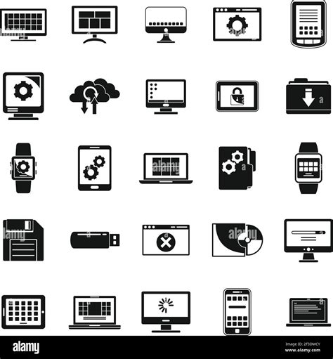 Update Operating System Icons Set Simple Style Stock Vector Image