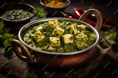 Premium Ai Image Authentic Saag Paneer Indian Food Photography