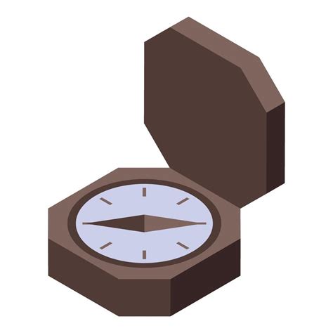 open compass showing north direction  isometric view  vector