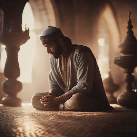 Premium Photo A Man Sits In Front Of A Mosque