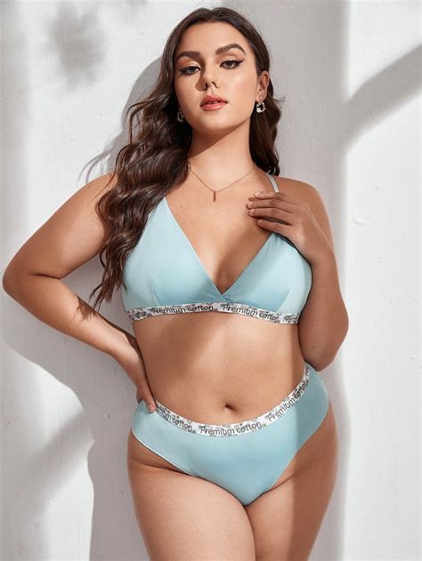 Plus Seamless Letter Tape Lingerie Set Artofit