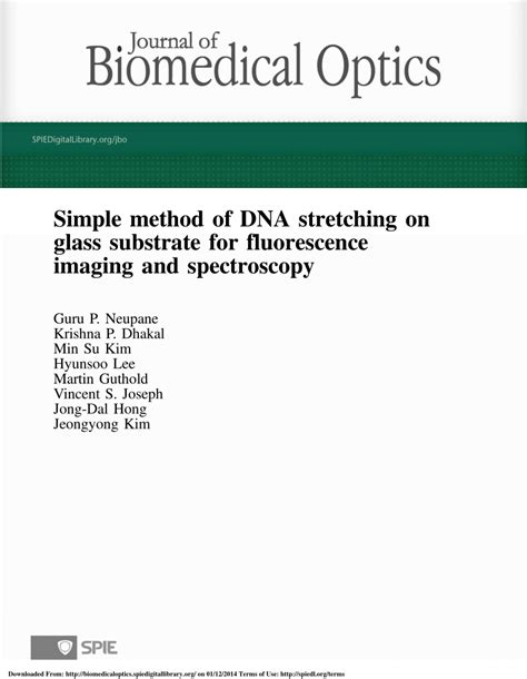 PDF Simple Method Of DNA Stretching On Glass Substrate For