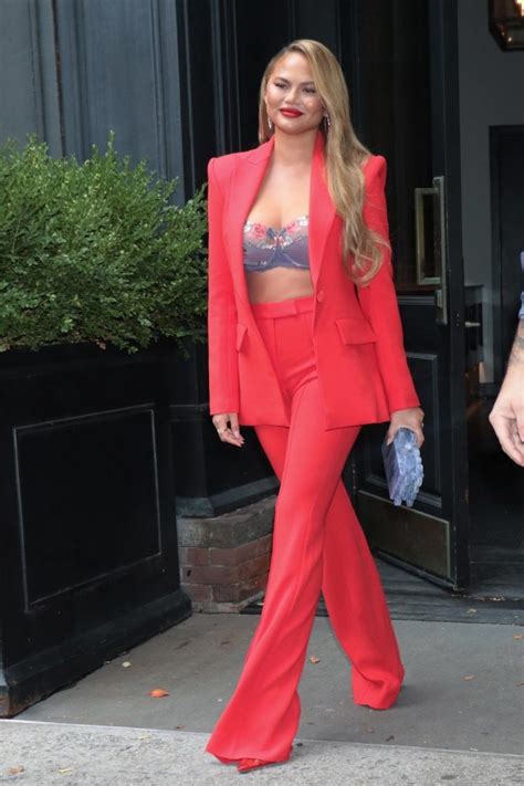 Chrissy Teigen Showed Tits In Lace Lingerie Wearing An Unbuttoned Jacket Photos The Fappening