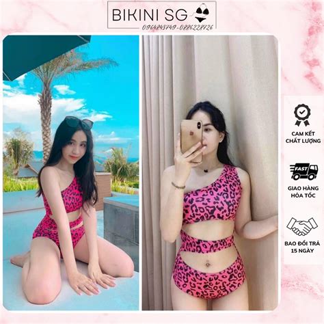 Women S Pink Leopard Skin Bikini Swimsuit With Off The Shoulder Waist Perfect For Going To The