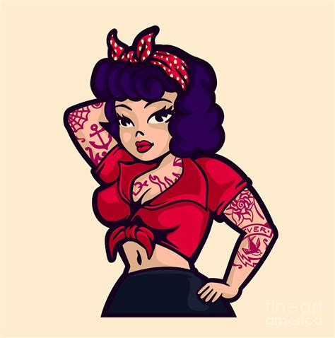 Vintage Rockabilly Pin Up Woman Posing Digital Art By Durantelallera Fine Art America