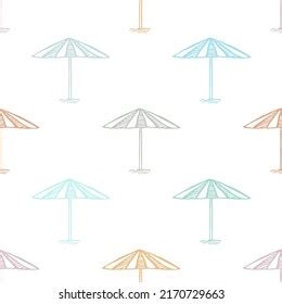 Seamless Pattern Handdrawn Beach Umbrella Icon Stock Vector Royalty