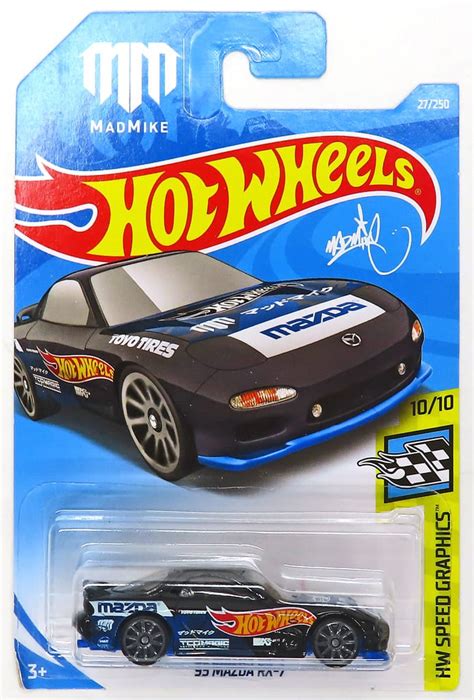 駿河屋 買取1 64 95 MAZDA RX 7 ブラックホワイト Hot Wheels SPEED GRAPHICS FYD04 D7C3 ホットウィールhotwheels