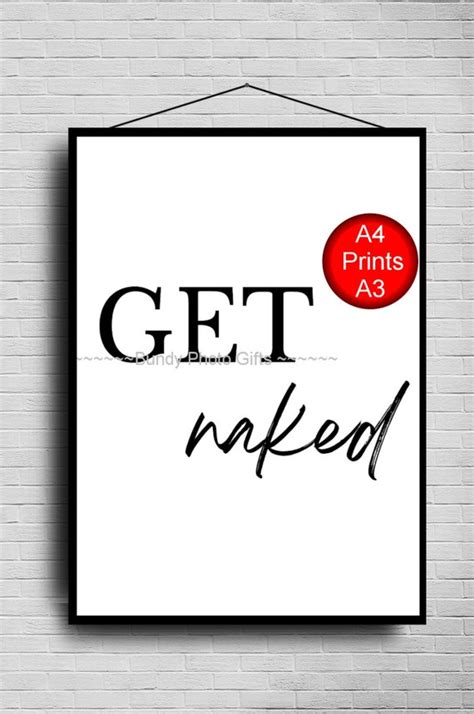 Funny Bathroom Wall Art Get Naked Art Print Home Decor Etsy