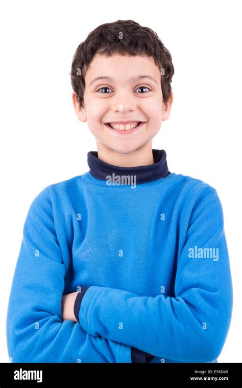 Happy Young Boy Isolated In White Stock Photo Alamy