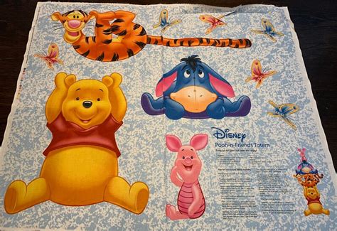 Winnie The Pooh Fabric Panel Pooh And Friends Totem Craft Etsy Uk