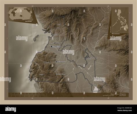 Maguindanao Province Of Philippines Elevation Map Colored In Sepia