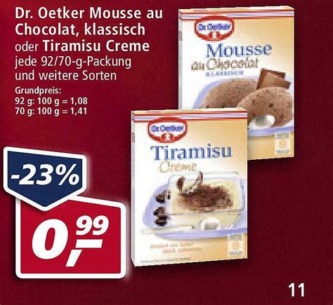 Dr Oetker Mousse Au Chocolat Klassisch Oder Tiramisu Creme Angebot Bei