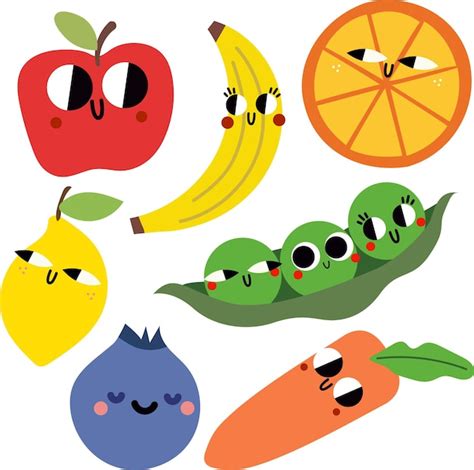 Emoji De Fruta Vetor Premium