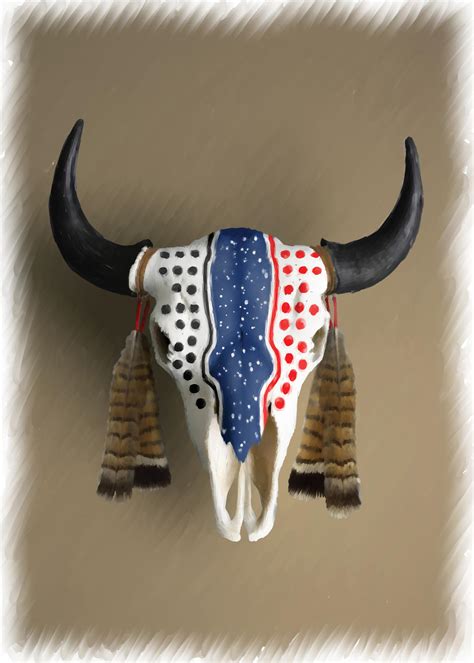 Painted Bison Skull by jasontravisott on DeviantArt