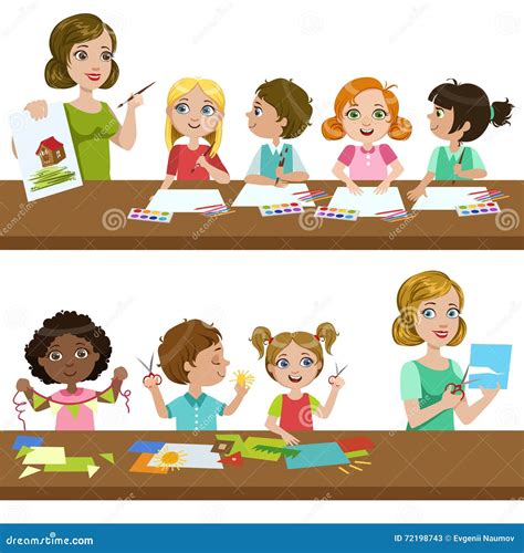 Kids In Art Class Stock Vector Illustration Of Kindergarden 72198743