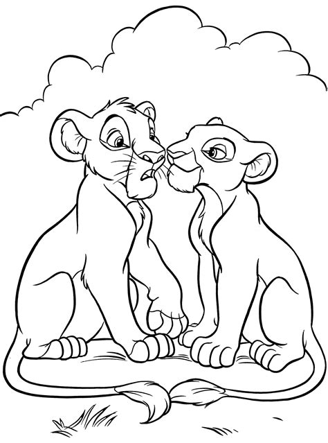 Walt Disney Coloring Pages - Simba & Nala - Walt Disney Characters ...