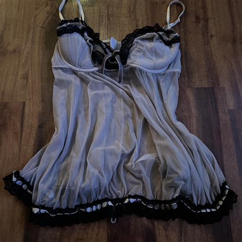 Black And Gray Lace Babydoll Lingerie Top Size Depop