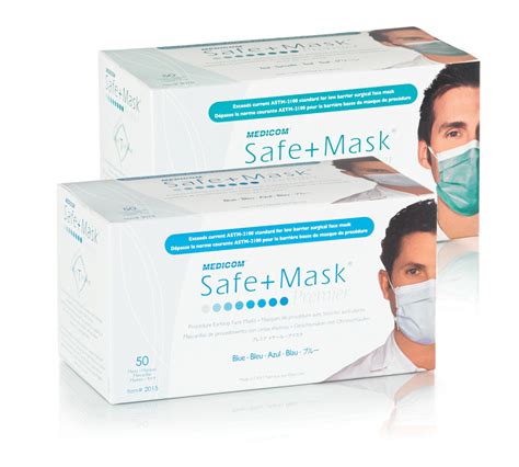 Medicom Medical Mask Safemask Premier Earloop Face Mask Astm 1 Usa