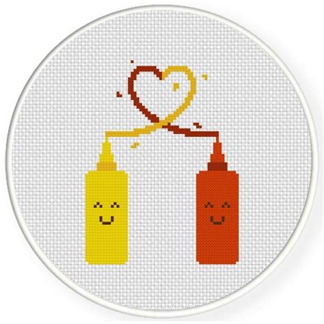 Charts Club Members Only Mustard Loves Ketchup Cross Stitch Pattern