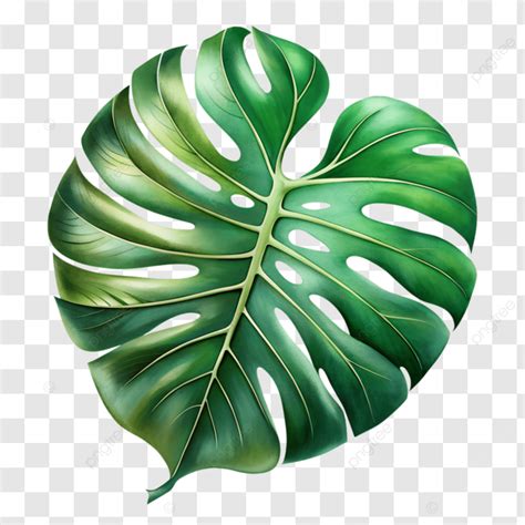 Green Monstera Leaf Clip Art Illustration Tropical Plant Graphic