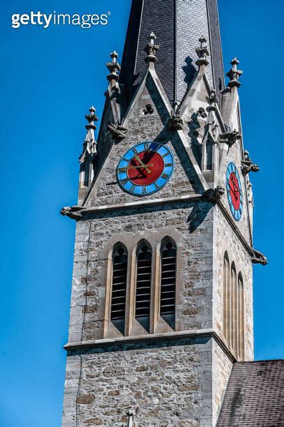 Clocktower of St Florin Cathedral In Vaduz Liechtenstein 이미지