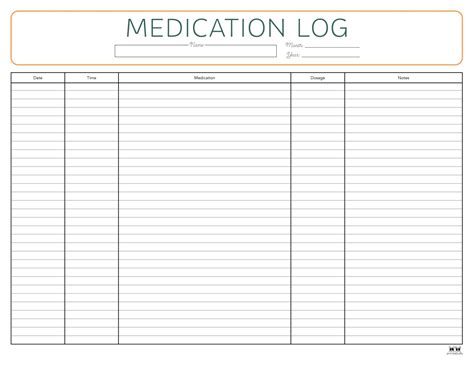 Medication Logs - 32 FREE Printables | Printabulls
