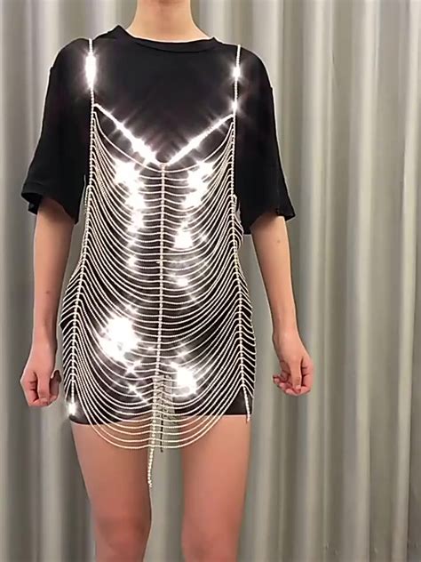 Bincho Hot Selling Rhinestone Dress Chain Sexy Nightclub Hollow Out Crystal Body Chains For