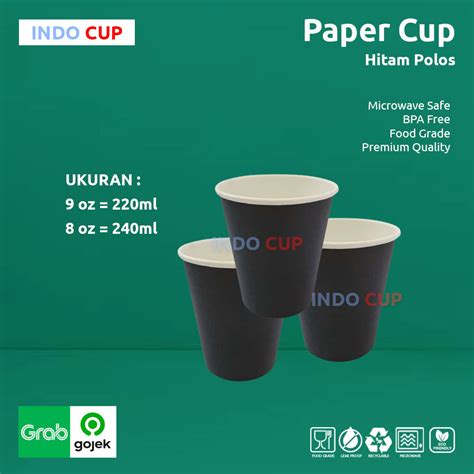 Jual Paper Hot Cup Gelas Kopi Tahan Panas Gelas Kertas Hitam