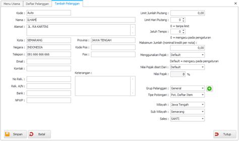 Input Data Pelanggan