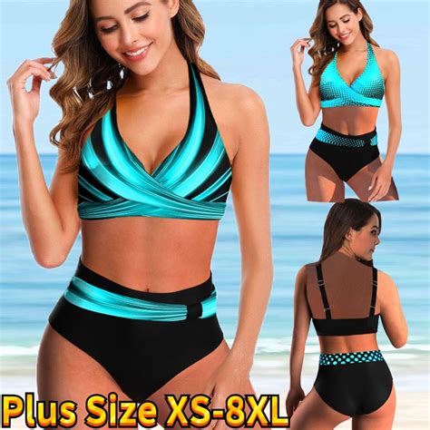 Women Plus Size Swimsuit Sexy Women High Waist Bikini Swimwear Female Two Piece Beachwear