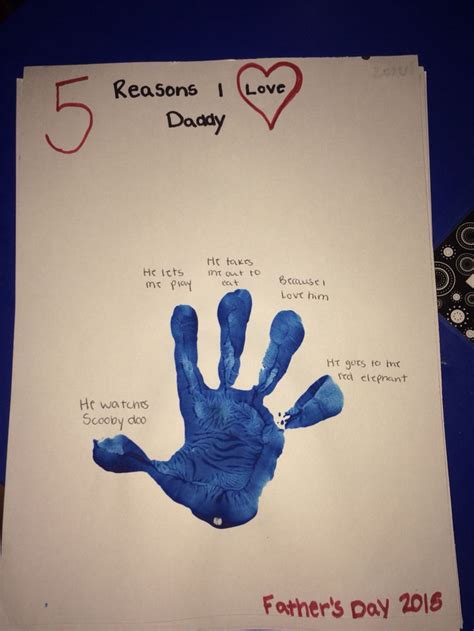 Father's Day preschool craft, five reasons I love daddy | I love daddy, Preschool crafts, Daddy