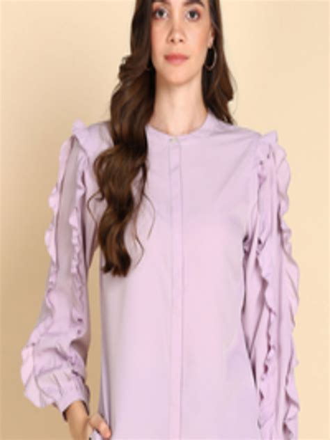 Buy Mast & Harbour Band Collar Ruffles Regular Top - Tops for Women ...