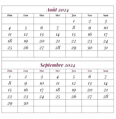 Calendrier Mois Août Septembre 2024 a Imprimer The Calendrier