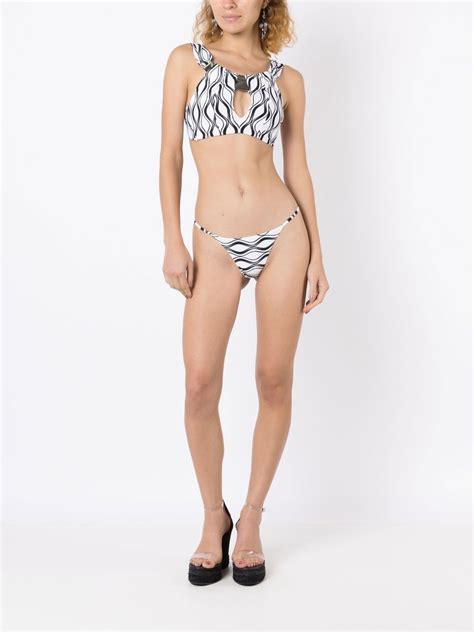 Amir Slama Wave Print Thong Bikini Set Farfetch