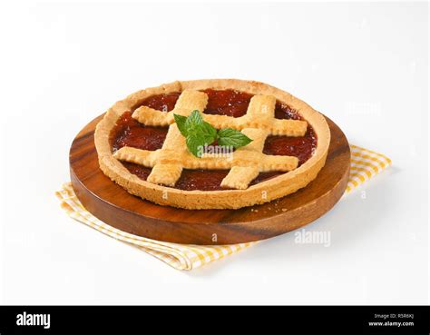 Strawberry Jam Tart With Lattice Stock Photo Alamy