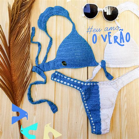 Biqu Ni Ivana Feito Em Croch Os Fios Bikini E Pingouin