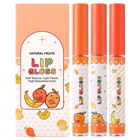 Worpbope Lipstick Velvet Pink Lip Glaze Non Stick Cup Three Fruits Set Lip Gloss Nude Color Cute