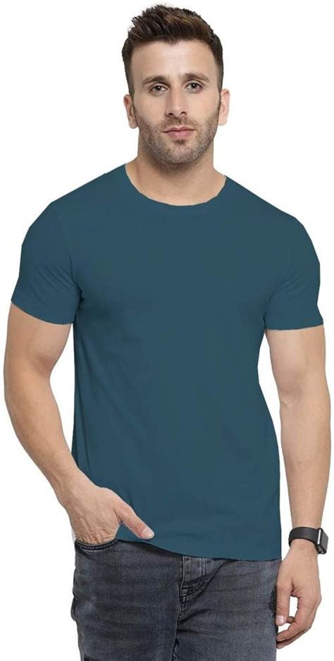 Buy Youthpoi Men Green Solid Pure Cotton Round Neck T Shirts Online At