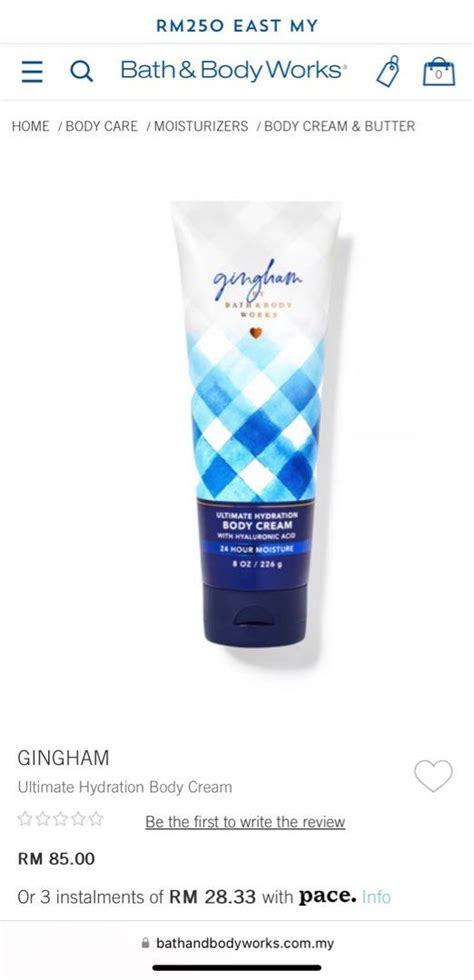 Bbw Gingham Shower Gel Ultimate Hydration Body Cream Fine Fragrance