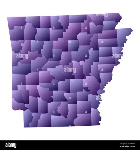 Arkansas Map Geometric Style Us State Outline With Counties Adorable Violet Vector