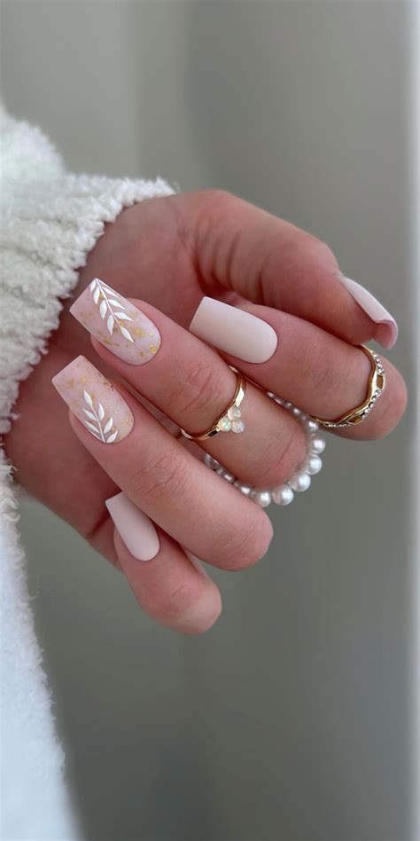 Cute Spring Nail Art Inspirations Elegant White Leaf Nails