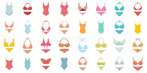Retro Bikini Icons Isolated White Stock Illustrations Retro