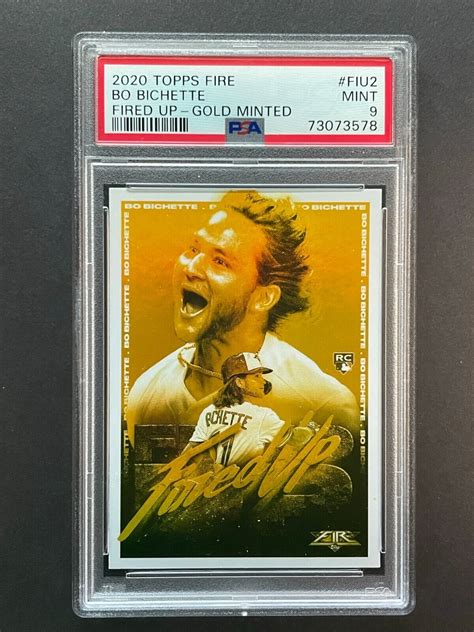 2020 Topps Fire Bo Bichette Fired Up Gold Minted PSA 9 Toronto Blue