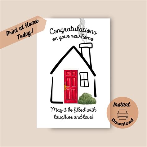 Printable New Home Congratulations Card Instant Download - Etsy