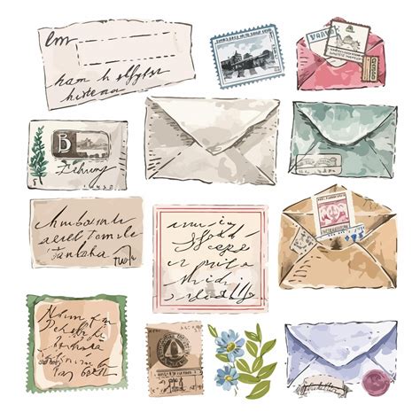 Premium Vector | Handwritten_letters_with_stamps_and_postmarks