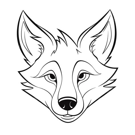 Fox Head Illustration With Black And White Coloring Pages Outline