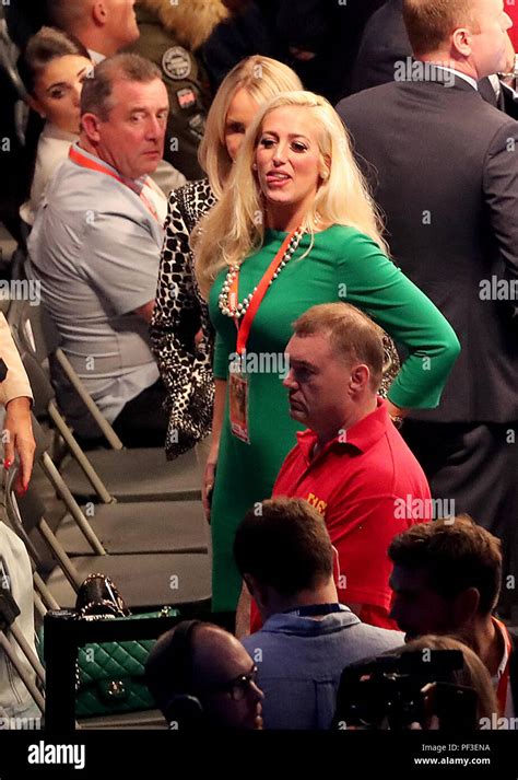 Tyson Furys Wife Paris Ringside At Windsor Park Belfast Stock Photo