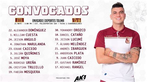 Club Deportes Tolima Sa ⭐️⭐️⭐️ On Twitter Convocadosdt 📋 La Lista