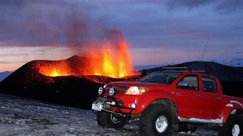 Toyota Hilux taunts Iceland's volcano moments before eruption - Top ...